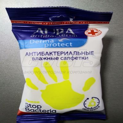 Влажные салфетки Aura Антибактериальные 15 шт — основное фото